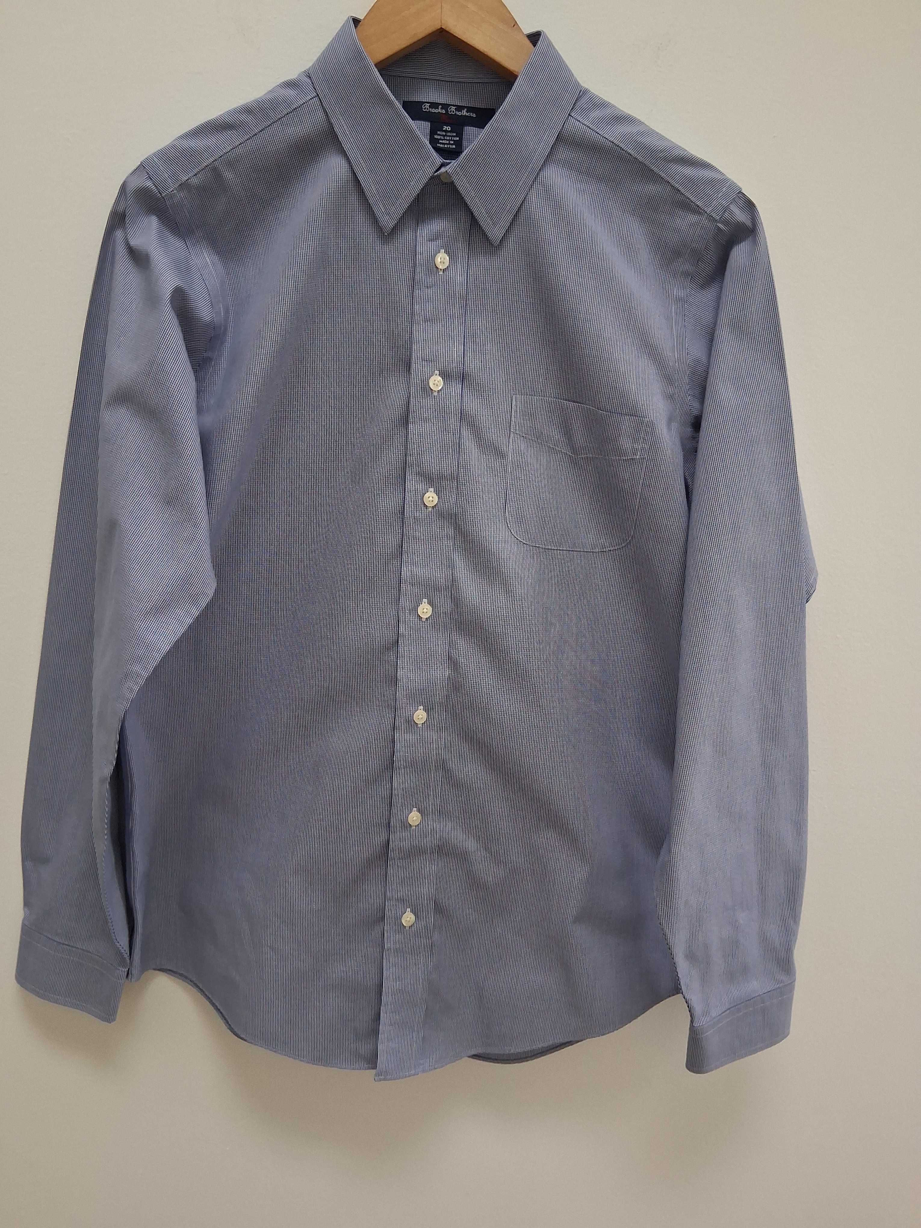 Brooks Brothers Blue Pinpoint Dress Shirt 20 Officecore Refined Quiet Luxury